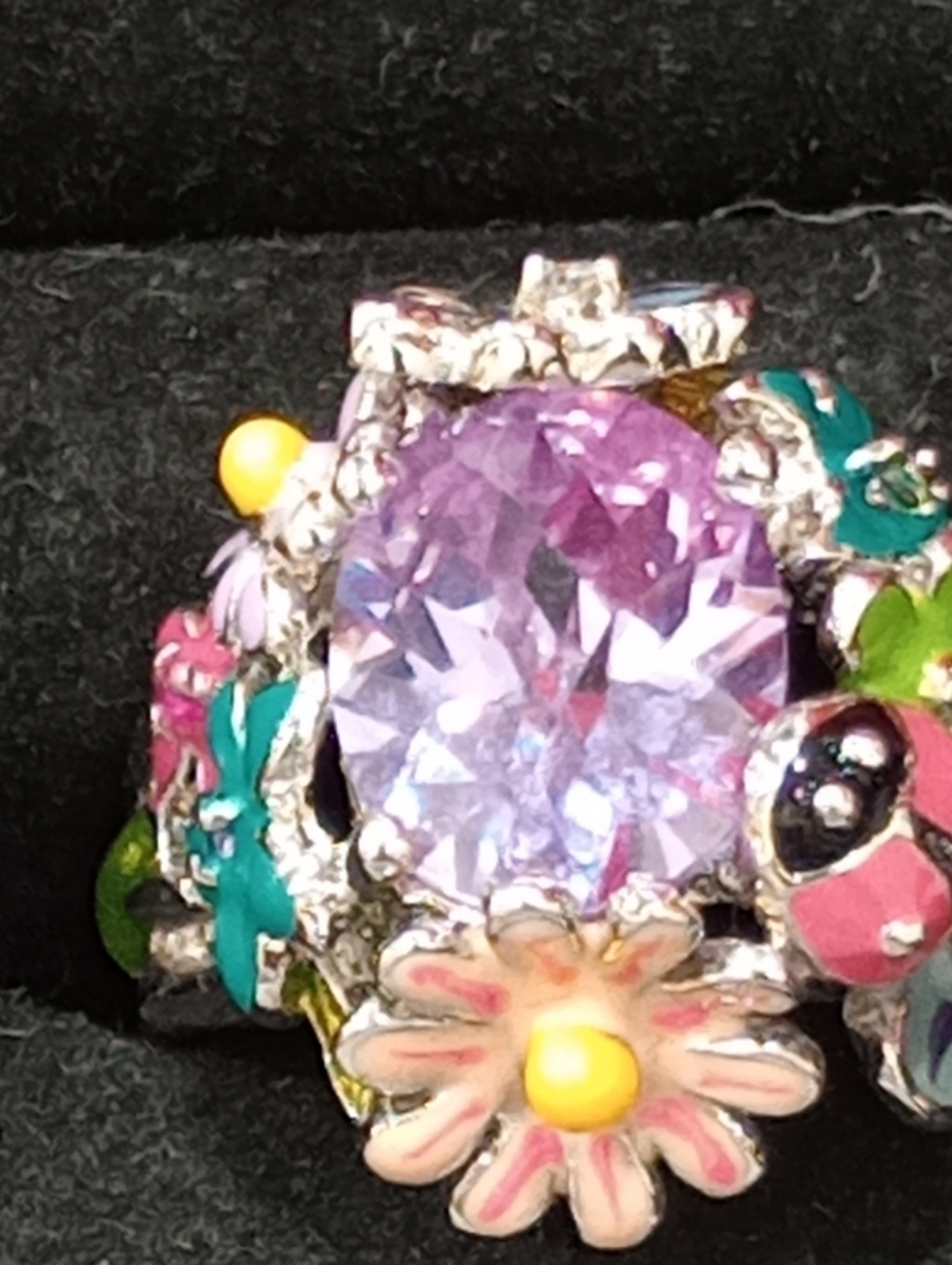 Park Lane Lavender Crystal Enamel Floral Ring with Multi-Color Accents - Picture 3 of 12